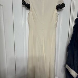 Reformation Cream and Black Ruffled Maxi Dress